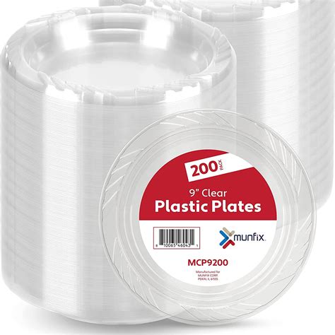 9 Inch Clear Plastic Plates 200 Bulk Pack - Disposable Plates for BBQ ...