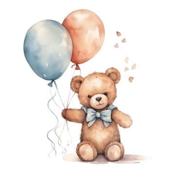 Teddy Bear With Balloons Illustration Ai Generative Bear Balloon