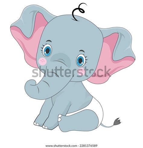 Cute Baby Elephant Cartoon Sitting Stock Vector (Royalty Free ...