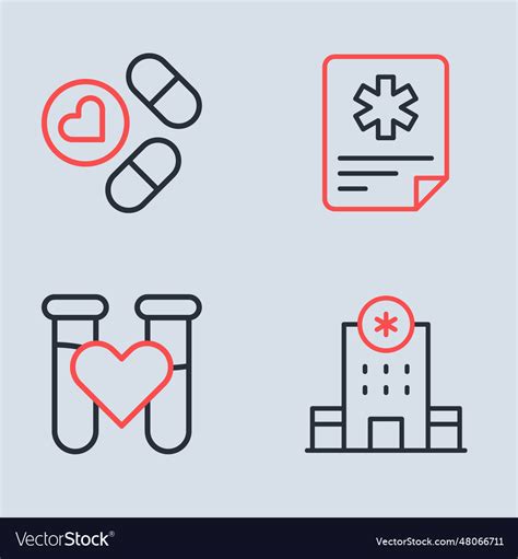 Set Line Patient Record Test Tube With Blood Vector Image