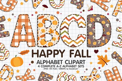 Fall Autumn Alphabet Letters Sublimation Graphic By Goodscute