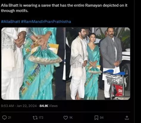 Alia Bhatt Wore Blue Saree For The Ram Mandir Pran Prathistha