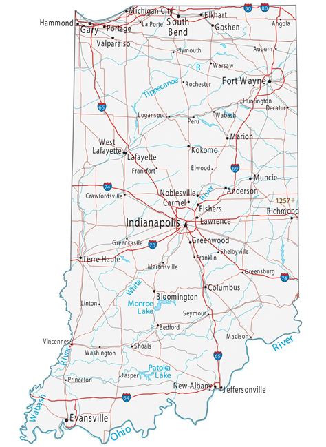 Indiana State Map - Places and Landmarks - GIS Geography