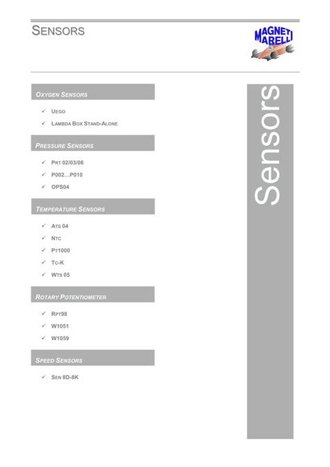 PDF OXYGEN SENSORS Sensors PIM Engineering SENSORS UEGO Linear