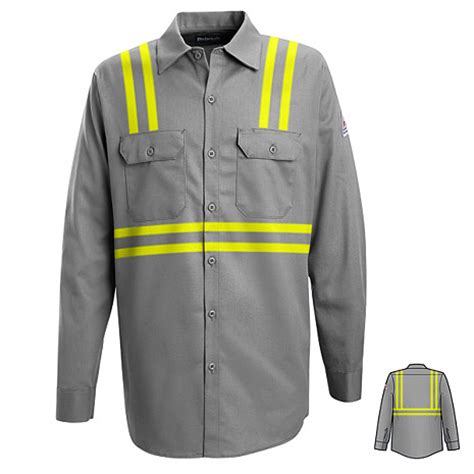 EXCEL FR Flame Resistant Button Front Work Shirt With Reflective Trim