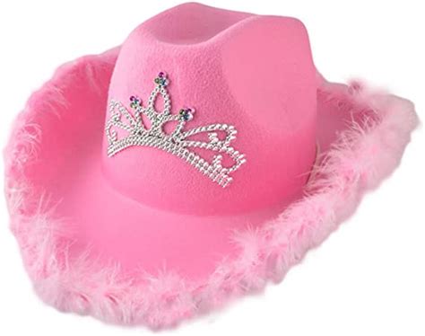 Preppy Hats Pink Cowboy Hat Blinking Crown Cowgirl Princess Hat