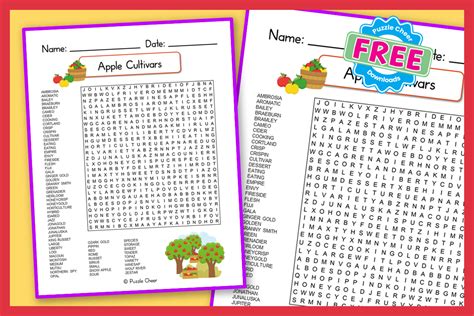 Apple Cultivars Word Search Puzzle Puzzle Cheer