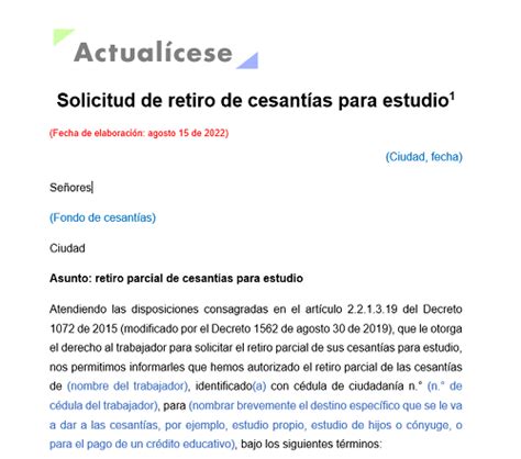 Solicitud De Retiro De Cesant As Para Estudio Actual Cese