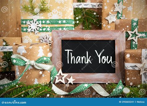 Text Thank You With Sustainable Christmas Decoration Stock Image