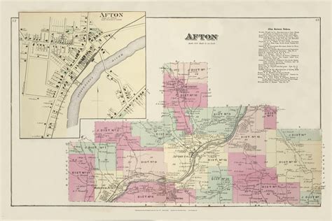 Afton 1875 Map Homeowner Names Reprint Chenango Co Beers Atlas New York ...