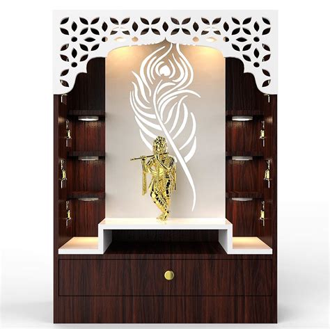 Wooden Customized Designer Mandir for Home With LED Lights / Temple for ...