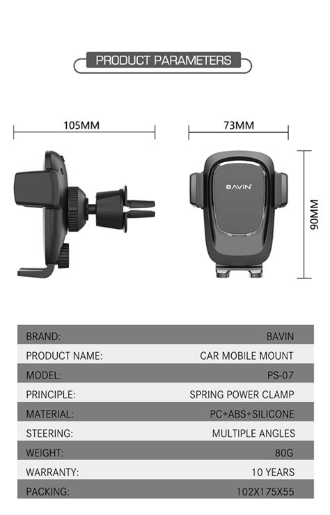 BAVIN PS07 Universal Car Mount Holder Aircon Vent Holder Firm Stable