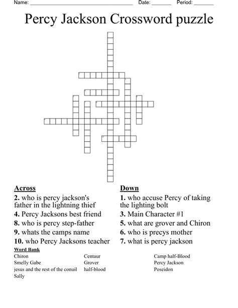 Percy Jackson Crossword Puzzle Wordmint