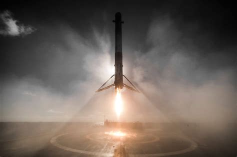 SpaceX Falcon 9 1st stage landing on a barge in the Pacific Ocean : r/space