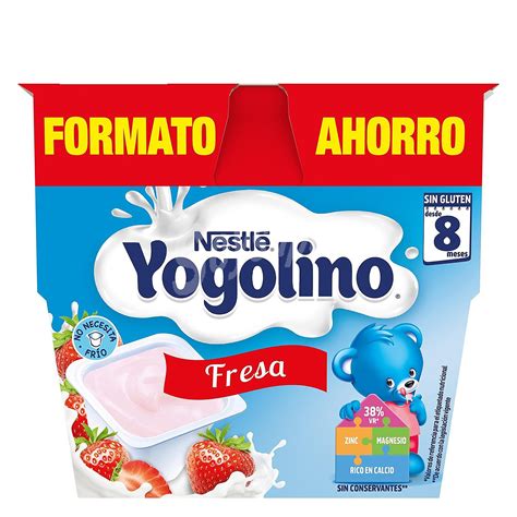 Yogolino Nestlé Postre lácteo de fresa desde 8 meses sin gluten Pack de