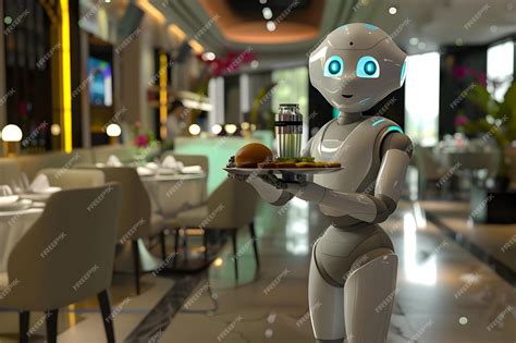 Premium Photo | Robot Waiter Serving Food in a Futuristic Restaurant