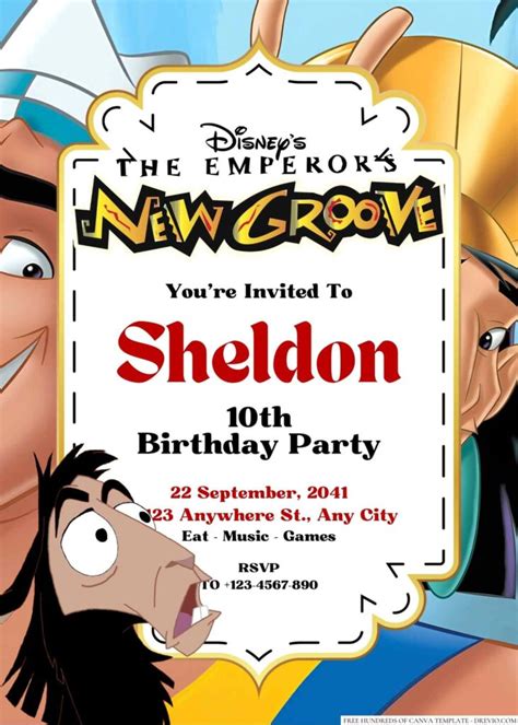 The Emperors New Groove Birthday Invitation Download Hundreds Free Printable Birthday