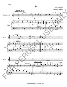 Mozart S Clarinet Quintet K 581 3 4 Movements For Bb Clarinet And Piano