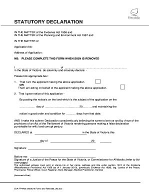 Printable Victorian Statutory Declaration Form Templates Fillable