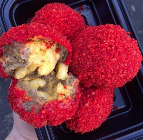 Flamin Hot Cheetos Meatballs Stuffed With Mac Cheese Sleepover Food Junk Food Snacks Food
