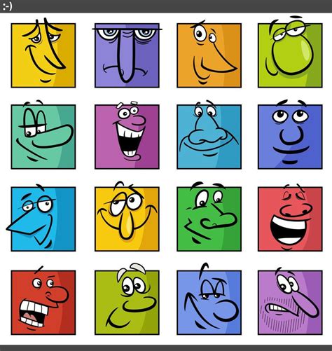 faces or emotions cartoon illustration set 17360178 Vector Art at Vecteezy