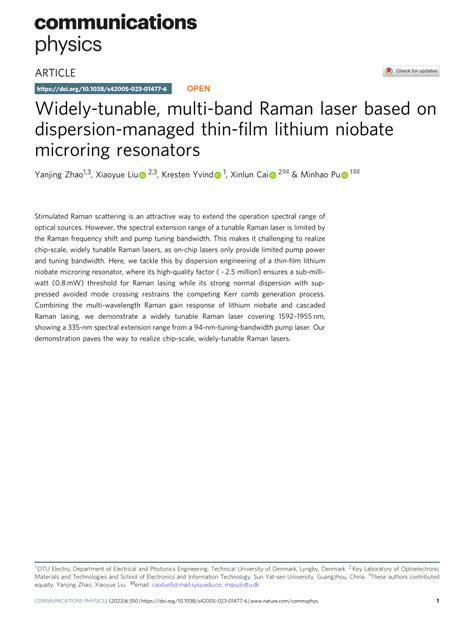 Pdf Widely Tunable Multi Band Raman Laser Based On Dispersion