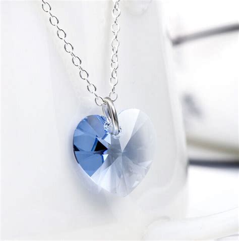 Blu Cuore 925 Argento Sterling Collana Ciondolo Collana EBay