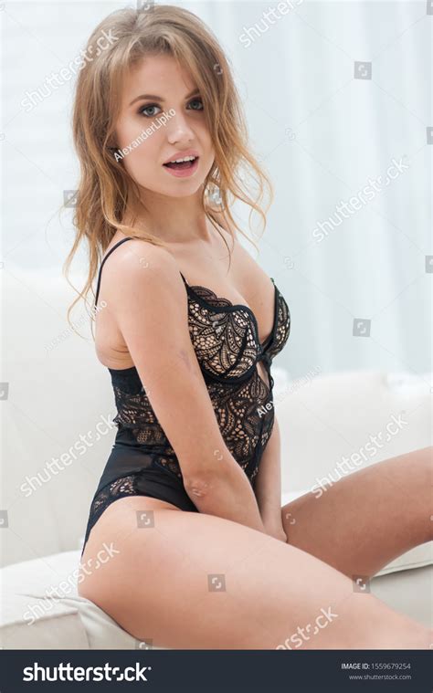 Seductive Woman Black Lingerie On Couch Stock Photo 1559679254 Shutterstock