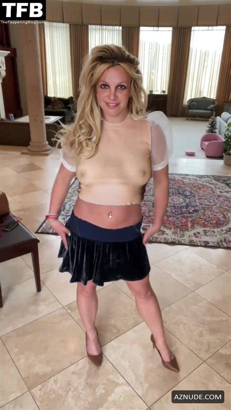 Britney Spears Sexy Poses Braless Flaunting Her Tits In A See Through Top On Social Media AZNude