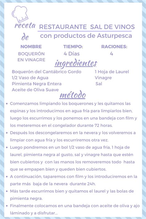 Receta de boquerón en vinagre Asturpesca