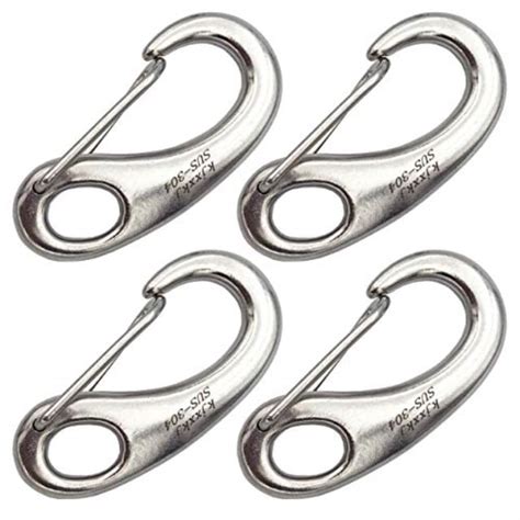 Heavy Duty Stainless Steel Spring Snap Rope Hook Carabiner 4 Pack