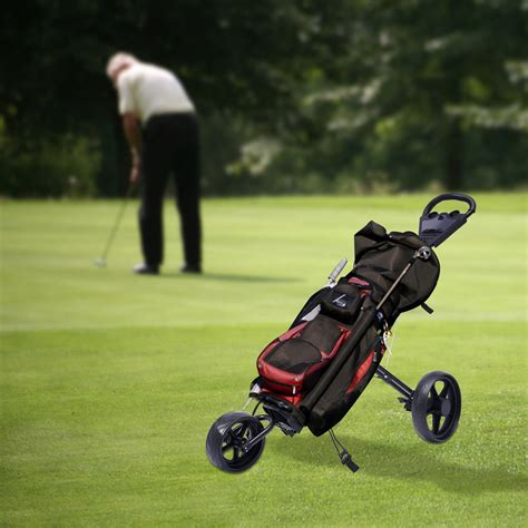 Foldable 3 Wheel Golf Pull Push Cart Trolley With Scorecard Drink Holder