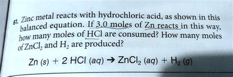 Zinc Metal Reacts With Hydrochloric Acid As Shown In Solvedlib