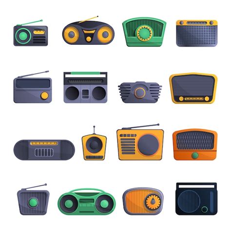 Conjunto De Iconos De Radio Vector Premium