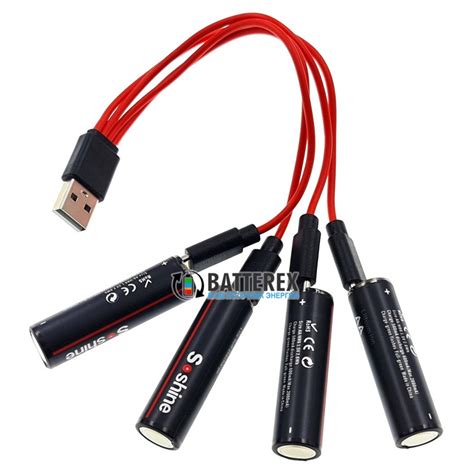 Литиевый аккумулятор 1.5В AA Li-ion Soshine 2600mWh с зарядкой от USB ...