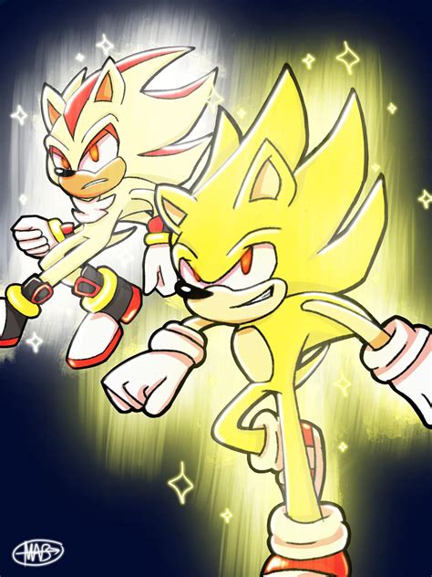 I drew Super Sonic and Super Shadow! : r/SonicTheHedgehog