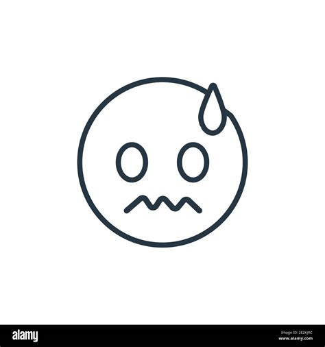 Nervous emoji outline vector icon. Thin line black nervous emoji icon, flat vector simple ...