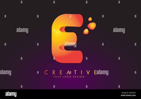 E Letter Logo Design With Dots Vector Lettering Illustration Of Orange