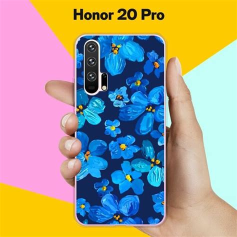 Силиконовый чехол на Honor 20 Pro Синие цветы / для Хонор 20 Про ...