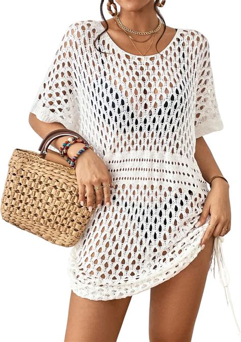 Bsubseach Crochet Cover Ups For Women Hollow Out Knit Bikini Swimwear