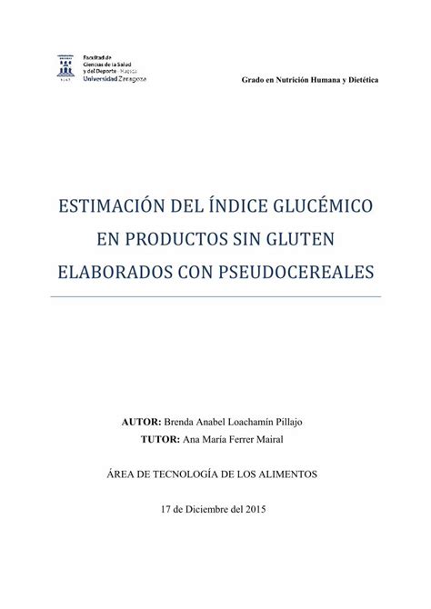 PDF ESTIMACIÓN DEL ÍNDICE GLUCÉMICO EN PRODUCTOS muchos productos