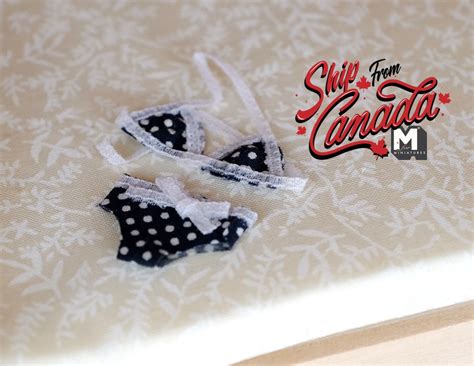 1 12 Dollhouse Supplies Miniature Bikini Dark Blue W White Polka Dots C044 Etsy