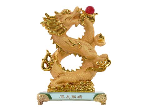 6 Golden 8-shaped Chinese Dragon Statue With Glass Base for Year of the ...