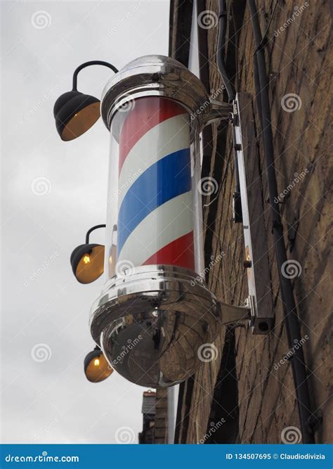 Barber Pole Sign Stock Image Image Of Outdoor White