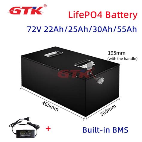 GTK batería de litio Lifepo4 72V 20Ah 25Ah 30Ah 55Ah resistente