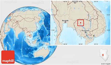 Shaded Relief Location Map of Angkor Thom