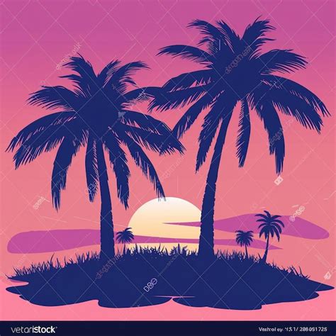 Premium Vector Palm Trees Tropical Sunset