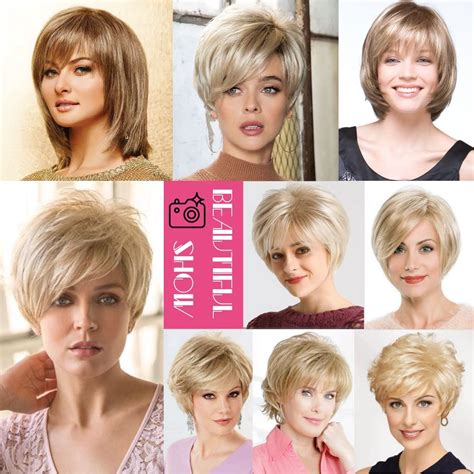 Allyreetress Pixie Cut Short Wigs With Bangs Cute Layered Straight Short Blonde Wig For Black