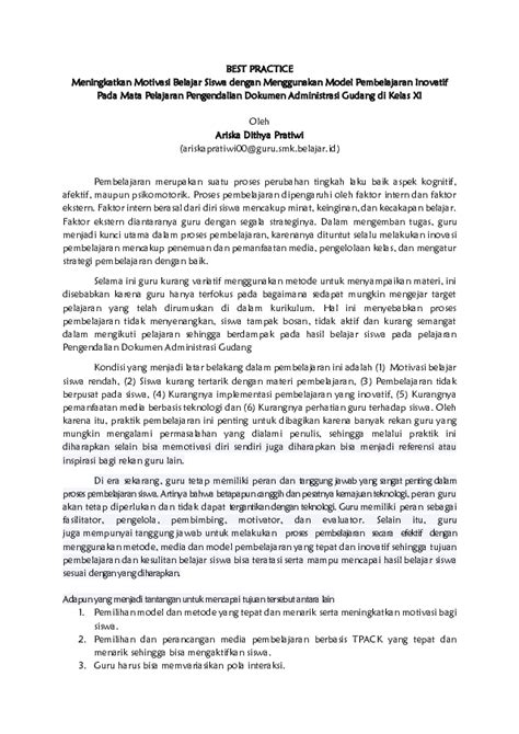 Pdf Best Practice Meningkatkan Motivasi Belajar Siswa