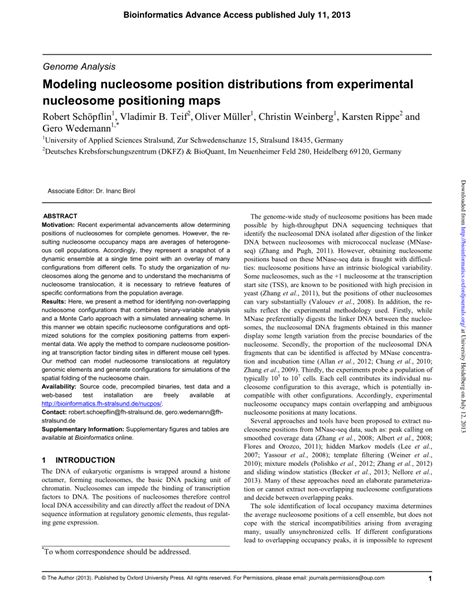 (PDF) Modeling nucleosome position distributions from experimental ...